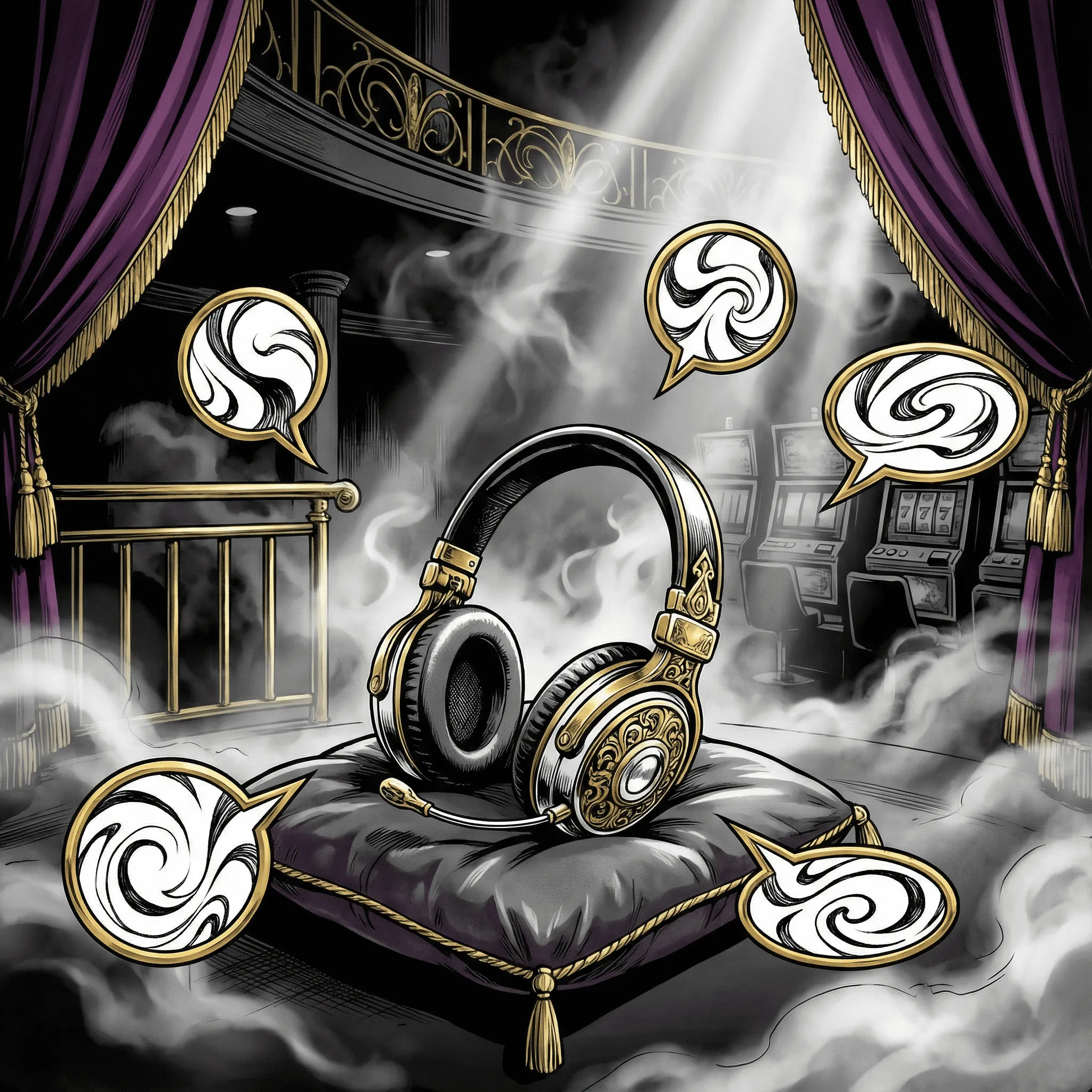 Ícone de suporte ao cliente com headset dourado